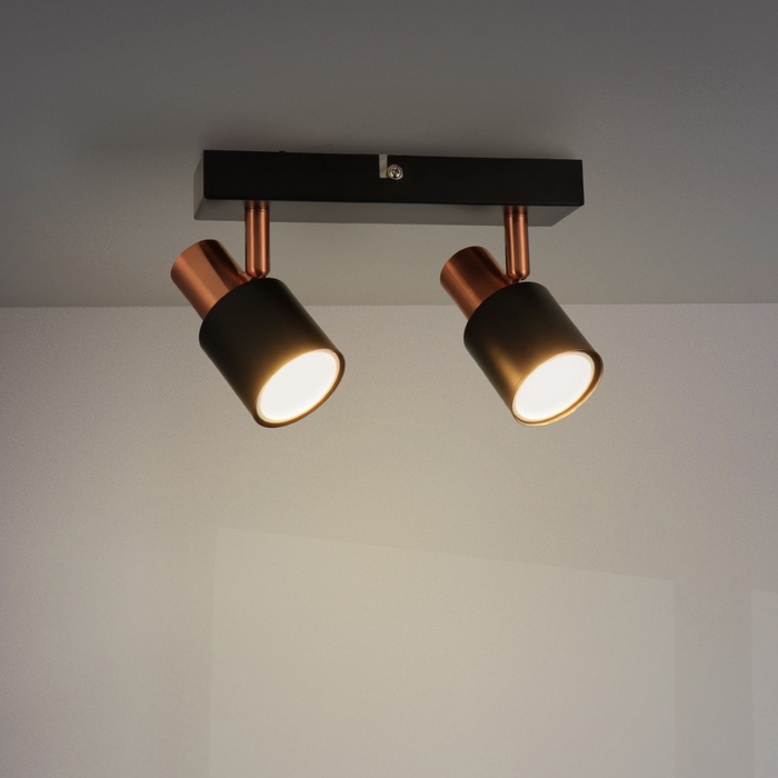 Lampă de tavan Seria Gold cu 2 spoturi GU10, negru elegant