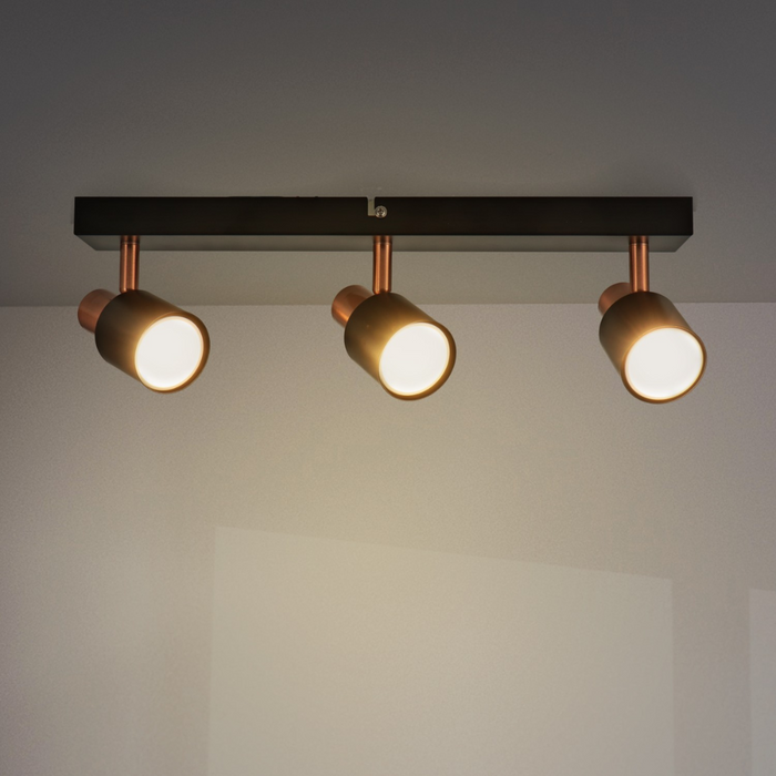 Lampă de tavan Seria Gold cu 3 spoturi GU10, negru elegant