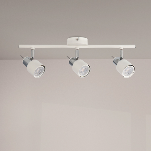 Plafoniera alba cu spoturi orientabile gu10, design minimalist