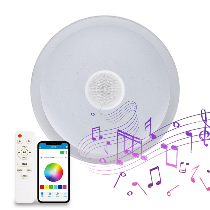 Iluminat ambiental cu plafoniera LED RGB+CCT 36W cu difuzor audio