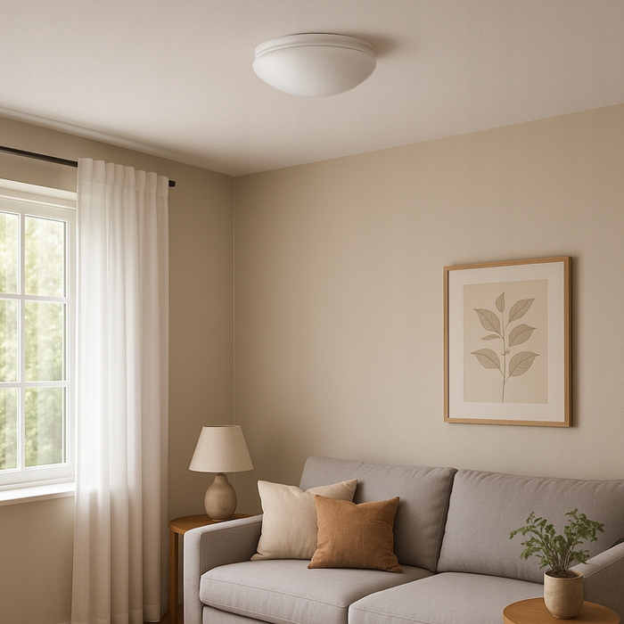 Plafonieră E27 albă Ø255mm cu protecție IP44 pentru baie
