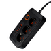 Prelungitor negru cu lungime cablu 2 metri, 3 prize 230v si 4 porturi USB tip A si un port usb tip C, comutator, ledia.ro