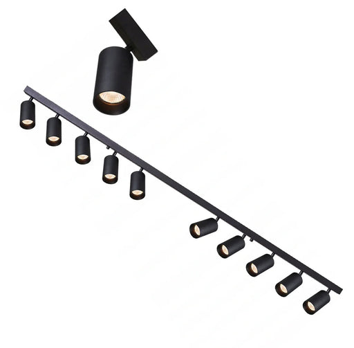 Lampă LED GU10 VIKI-L cu 10 Spoturi pe Bară Neagră