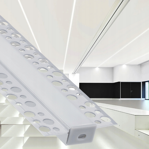 Profil aluminiu încastrat LED 17mm cu dispersor lăptos pentru iluminat interior
