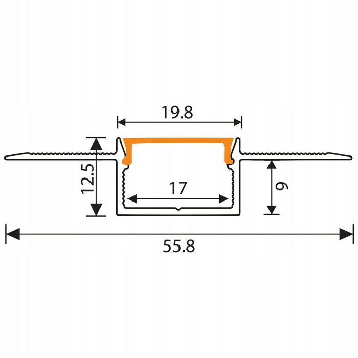 Profil aluminiu încastrat LED cu capace incluse, design modern pentru rigips