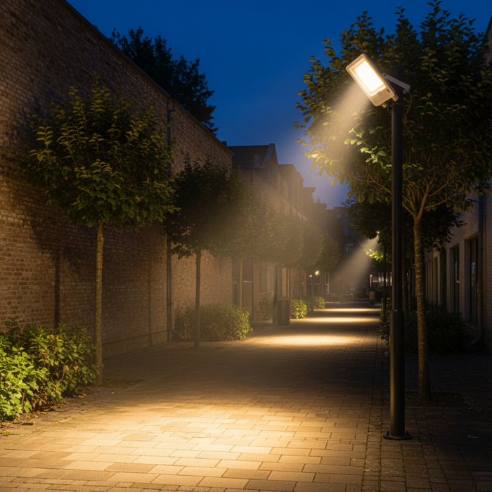 Detaliu carcasă aluminiu alb proiector LED Napoli 150W IP65