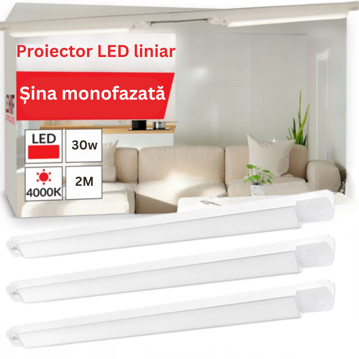 proiector liniar pe sina, sina cu proiectoare liniare, iluminat sina, proiector liniar led, iluminat pe sina, proiectoare liniatre sina, ledia.ro