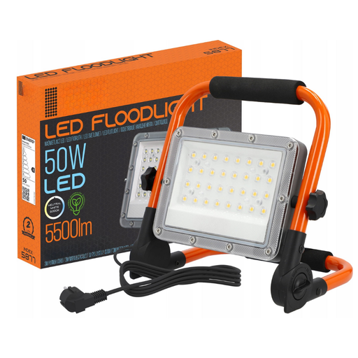 Proiector LED profesional 50W cu suport reglabil și cablu 3m