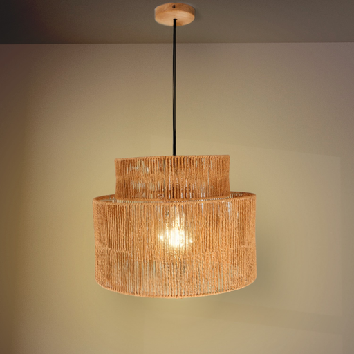 Pendul dublu cilindric Rat din ratan natural în decor minimalist