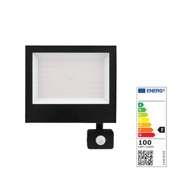 Proiector LED exterior 100W alb neutru cu senzor PIR reglabil