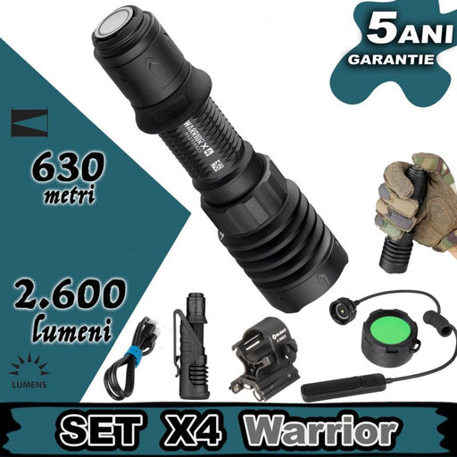 kit lanterna vanatoare, lanterna vanatoare, lanterna arma, lanterna Olight, lanterna x4, lanterna Warrior, lanterna profesionala, ledia.ro