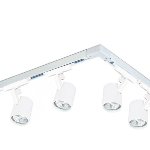Set șină 1-fază alb mat, 4 proiectoare GU10, montaj aparent