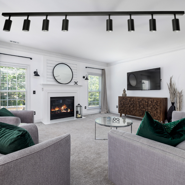 Șină aluminiu negru 8 spoturi direcționabile pentru living
