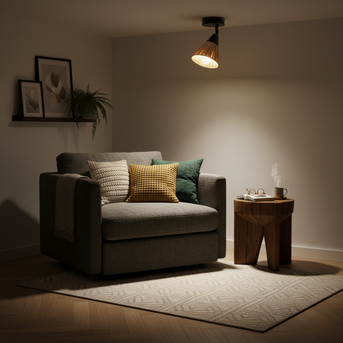 Spot vintage pentru plafon cu fibră vegetală