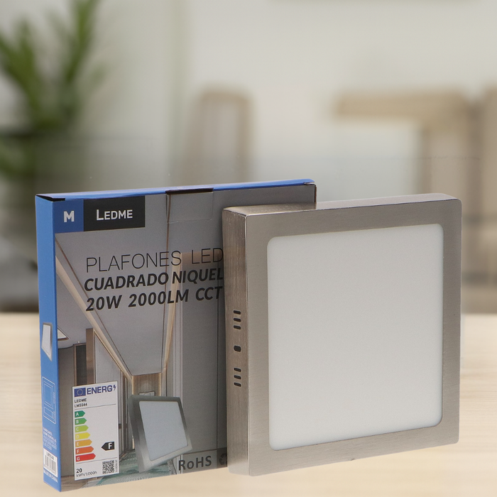 Spot LED pătrat 20W nichel satinat IP44