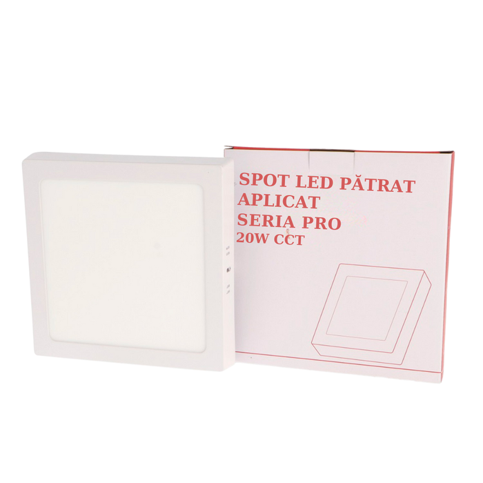 Spot LED patrat aplicat, seria PRO 20W CCT, 2000 lumeni