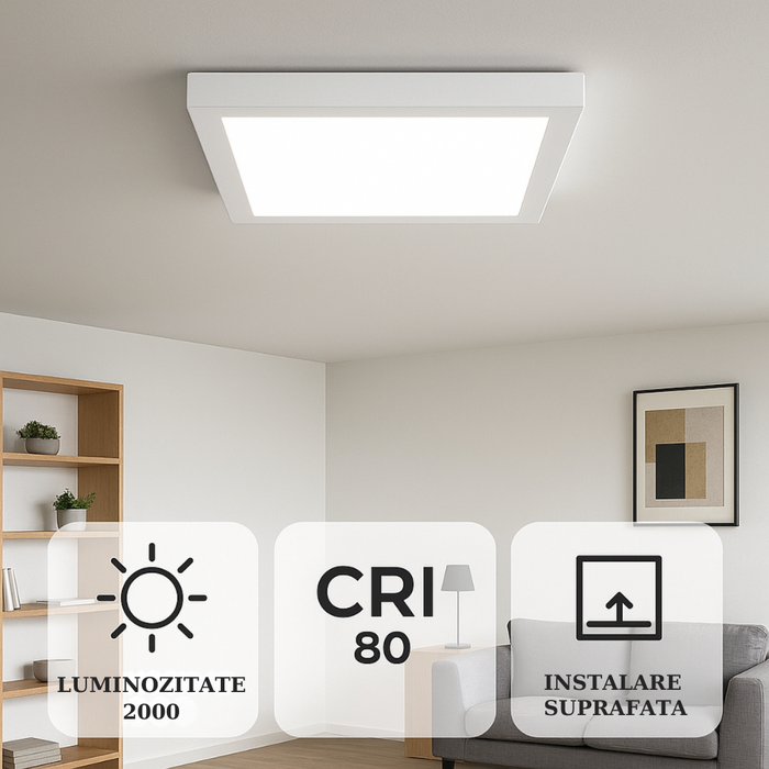 spot led patrat aplicat 20w luminozitate 2000lm