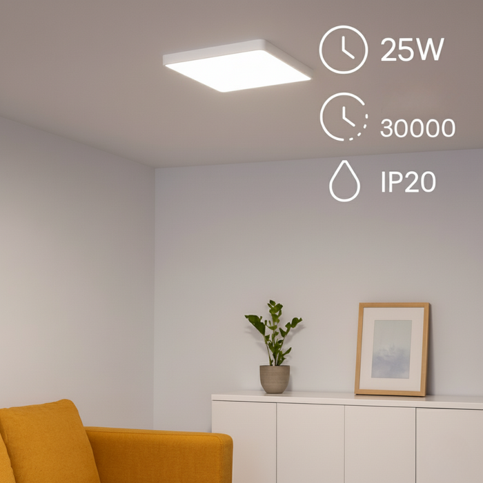 spot patrat, 25w ip20, seria slim, aluminiu, alb