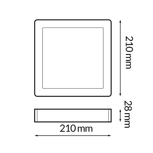 Spot patrat CCT 20W dimensiune 210x210x28mm