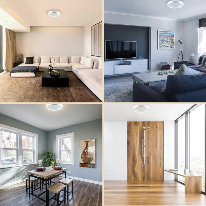 Plafonieră Solen rotundă argintie cu ramă elegantă și senzor inteligent