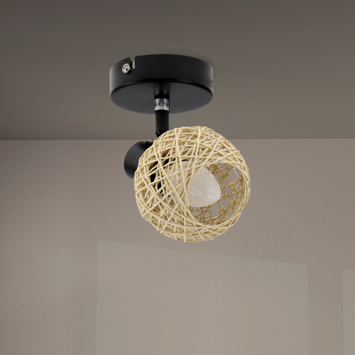 Aplica tavan ratan cu suport metalic negru