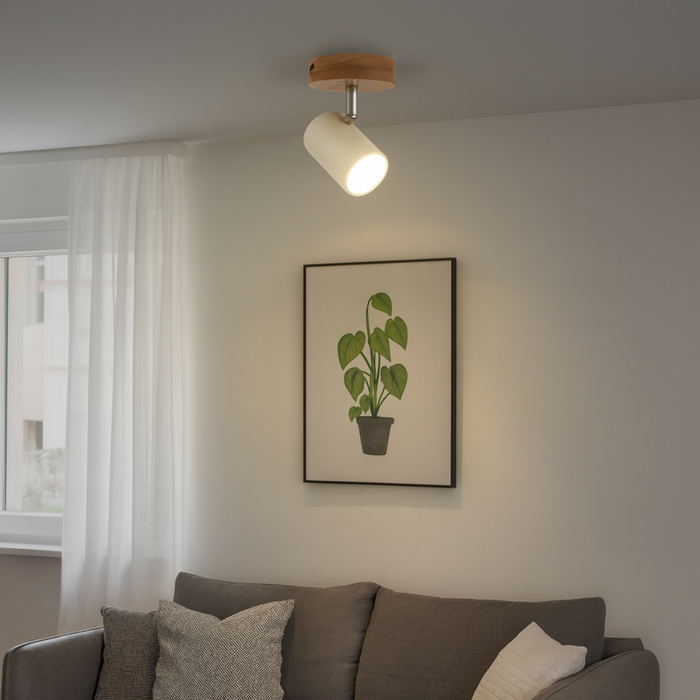 Lustră mică WOOD cu finisaj alb mat
