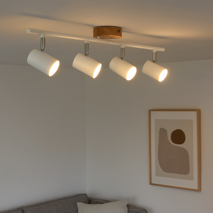 Iluminat scandinav WOOD cu 4 spoturi tavan