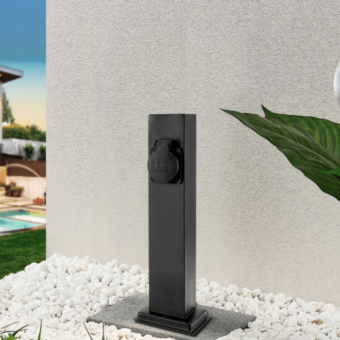 Stâlp electric exterior 30 cm, 2 prize protejate 230V