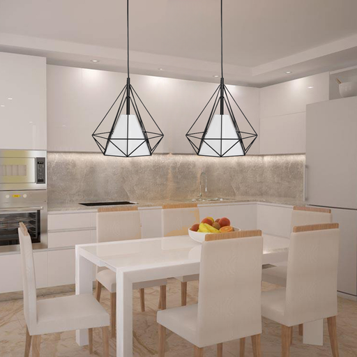 Structură metalică geometrică lampă neagră suspendată