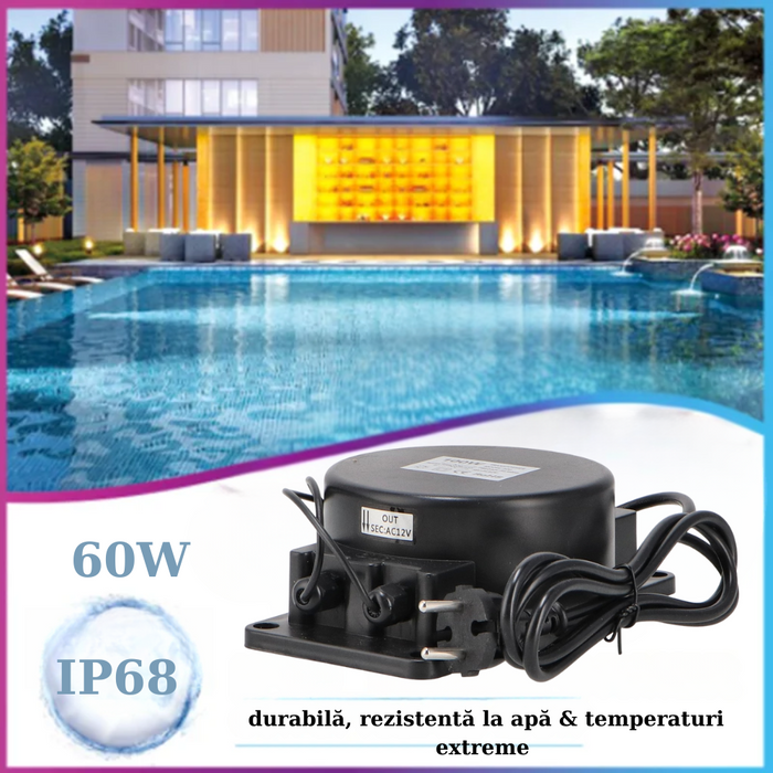 Sursă 60W rezistentă la temperaturi extreme pentru piscină
