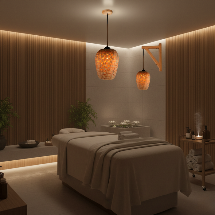 Lampă Tabarca suspendată de tavan, iluminare ambientală caldă