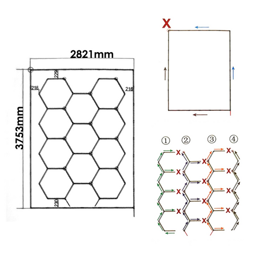 Panou LED HoneyComb RGB 580 W dimensiuni