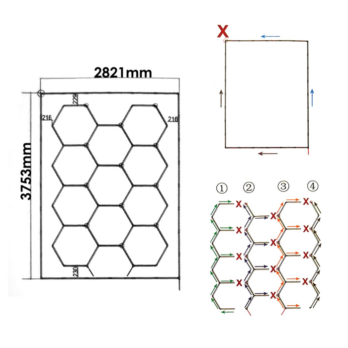 Panou LED HoneyComb RGB 580 W dimensiuni