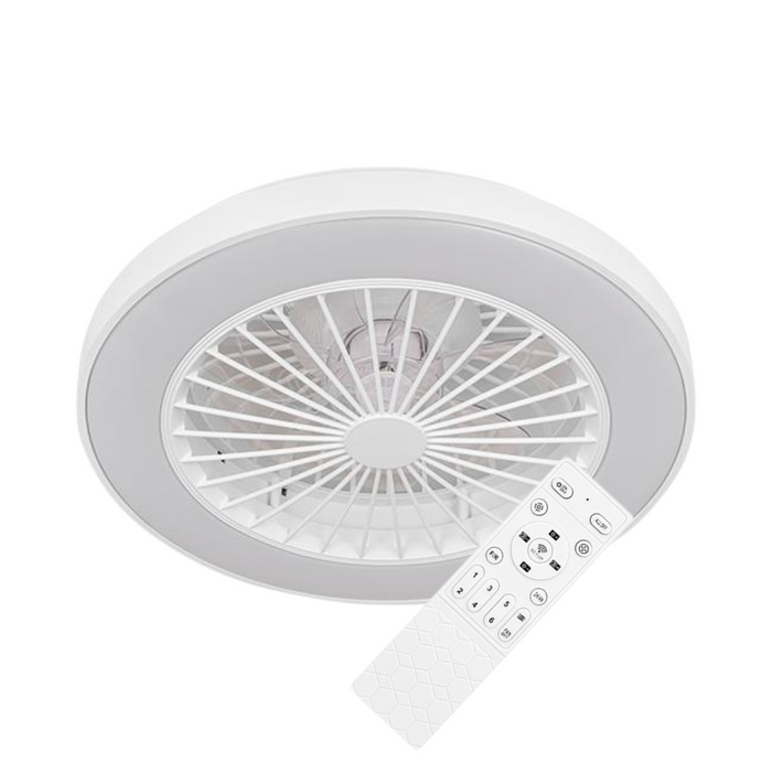 Control prin telecomandă plafoniera LED KLEO cu funcție de ventilator
