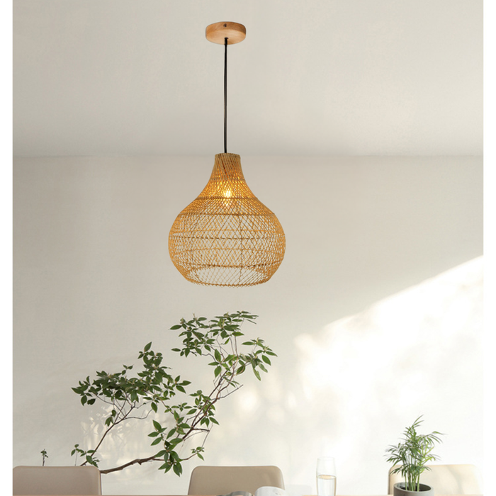 Lampă Tenerife ratan aerisit Ø420 mm iluminată