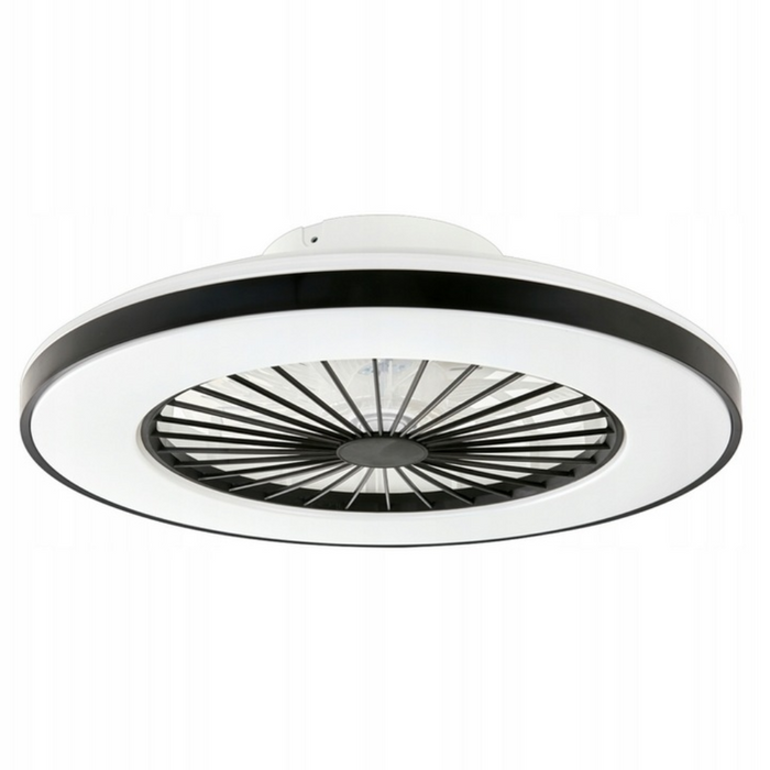 Plafoniera LED KLEO neagră cu ventilator silențios pentru dormitor