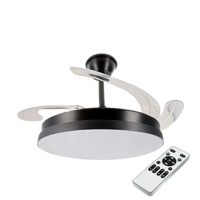 Lustra led cu ventilator tavan, 40W, culoare negru, control cu telecomanda, ledia.ro