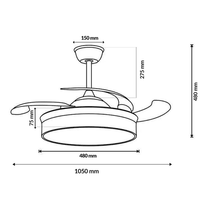 ventilator cu telecomanda si lustra led, ventilator tavan cu lustra led, lustra led CCT cu ventilator tavan, ventilator cu lamele retractabile, ventilator tavan silentios, ledia.ro