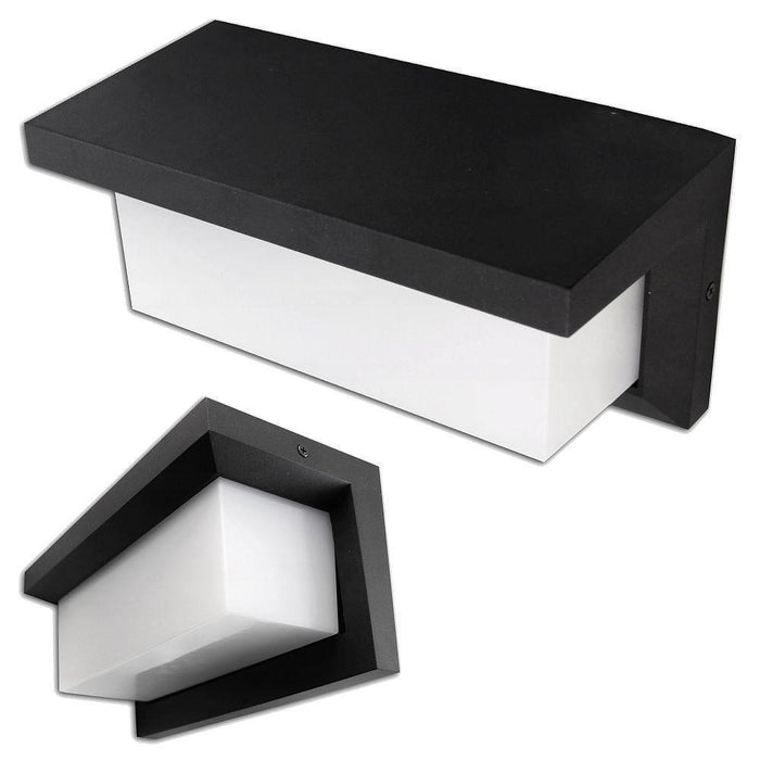 Aplica LED exterior IP54 12W 4000K negru RAL9004 pe fațadă
