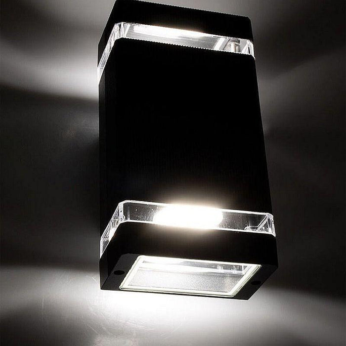 Aplica LED patrata de exterior Hana, 2xGU10 IP54, carcasa din aluminiu, negru - ledia.roAplice fatada