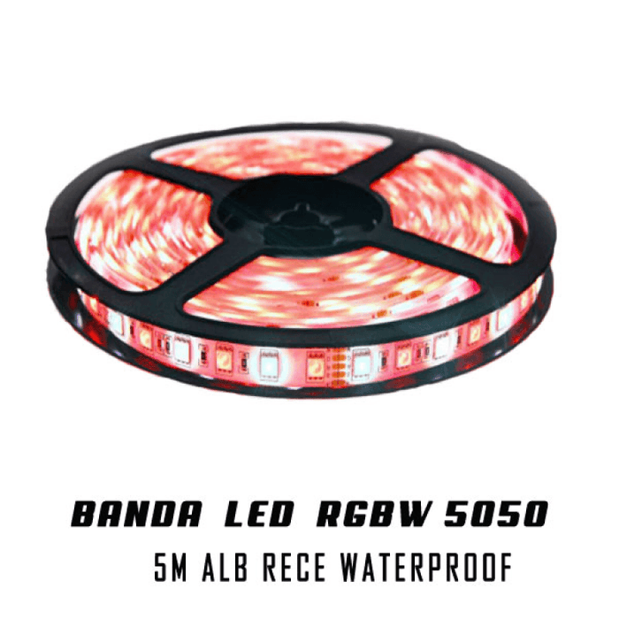 banda led rola 5 metri, rgb+alb rece, ip 65, pentru exterior