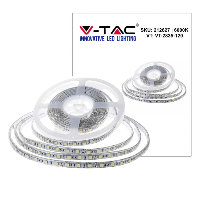 Banda LED V-TAC VT-2835-120, 24V 120 LED/m IP65, 10m