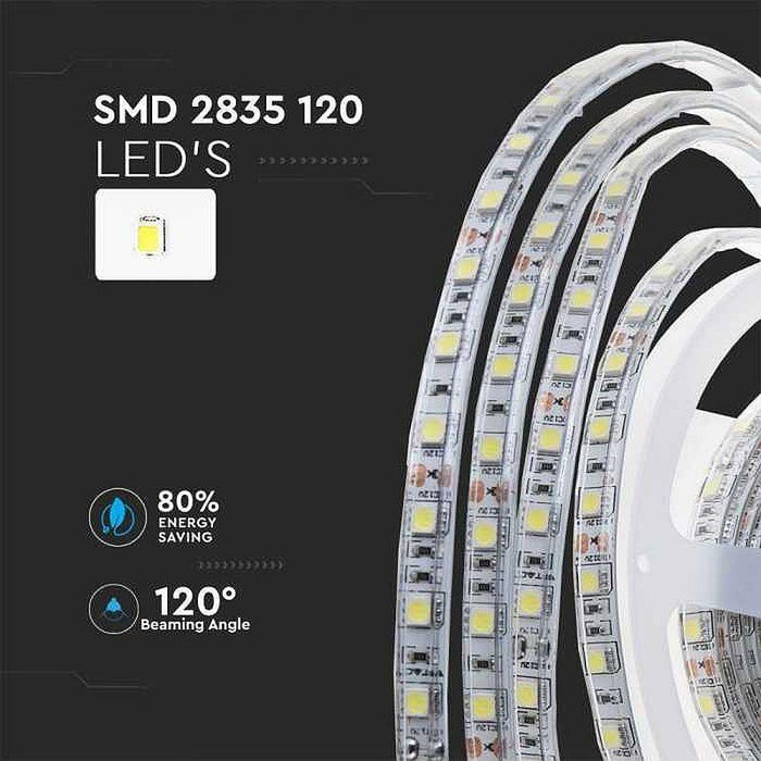 Banda LED SMD 2835, 24V 120 LED/m IP65, alb natural - ledia.roBanda LED 24V