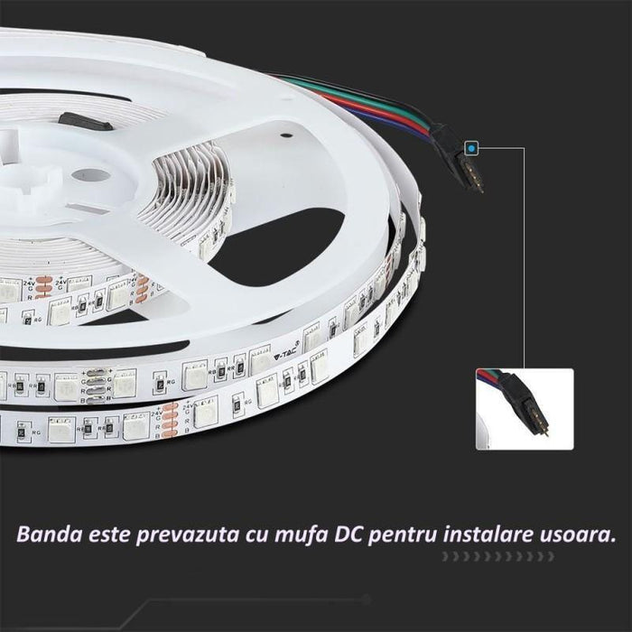 Banda LED SMD 5050 RGB 24V, 60 LED/m IP20, rola 5 metri - ledia.roBanda LED 24V