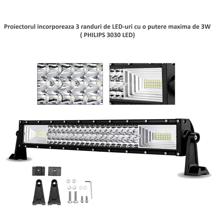 LED bar 324, LED light bar, lumini LED bar, bare LED pentru mașini, bare luminoase LED, bara led cu doua faze, bara led 54.6cm, ledia.ro
