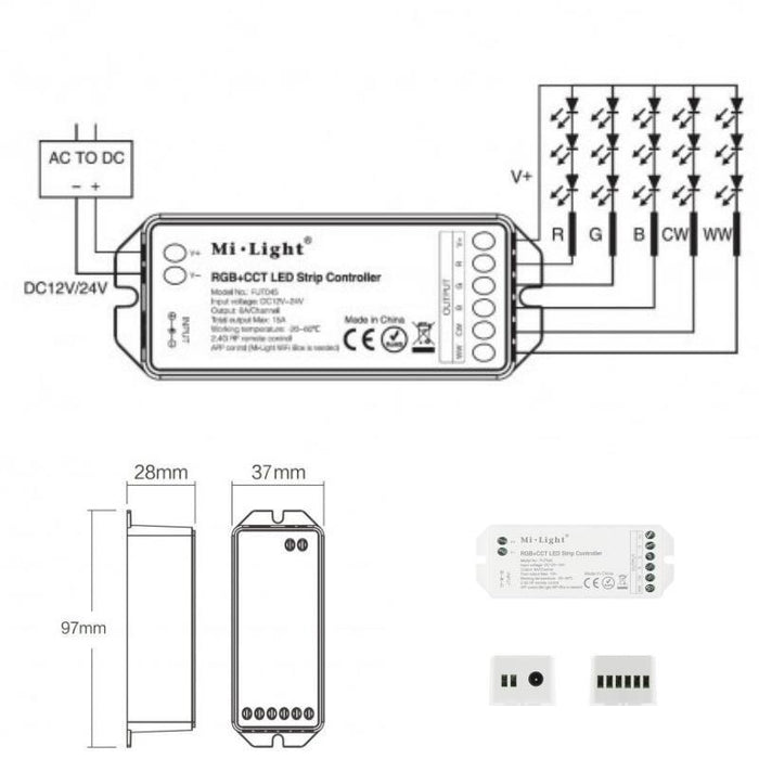 Controller Smart pentru banda LED RGB+CCT FUT045, Mi-Light - ledia.roCONTROLLER MIBOXER