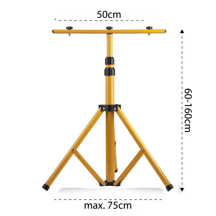 dimensiunile trepiedului telescopic in mm, max 75cm, inaltime reglabila 60-160cm