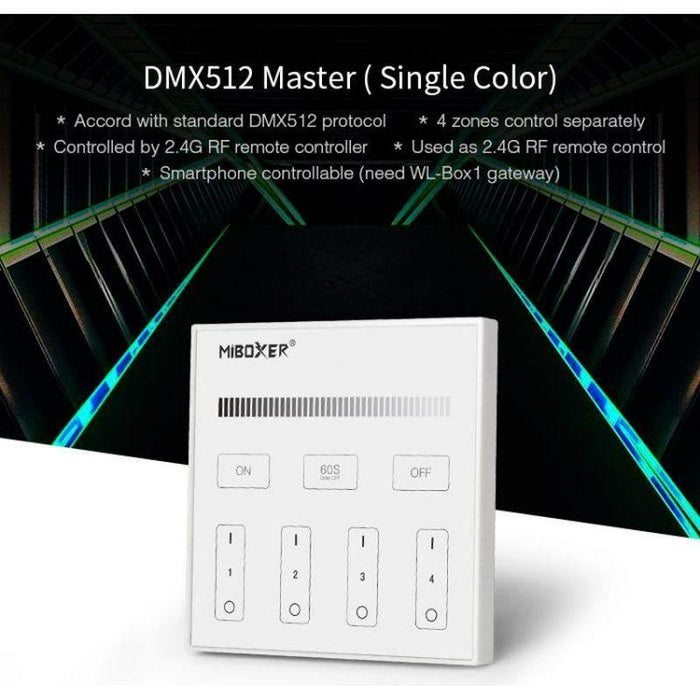 Dimmer LED tactil DMX512 Master X1, 4 zone, monocolor, Mi-Light - ledia.roDimmer