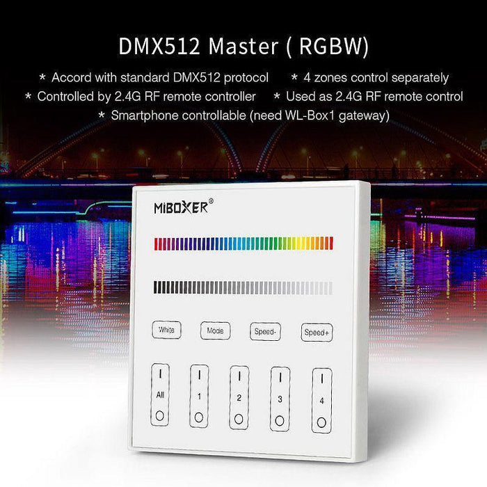 Dimmer LED tactil DMX512 Master X4, 4 zone, RGBW, Mi-Light - ledia.roDimmer