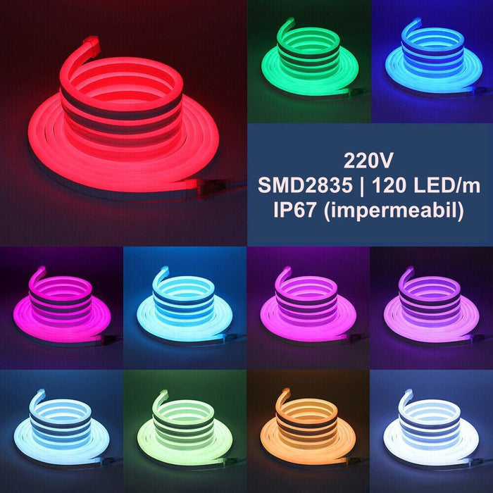 Furtun Neon Flex LED 230V, 15x25 mm, IP67, Roz - ledia.roSMD 2835